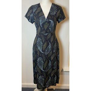 Disturbia Black Dress with Green Leaf Design